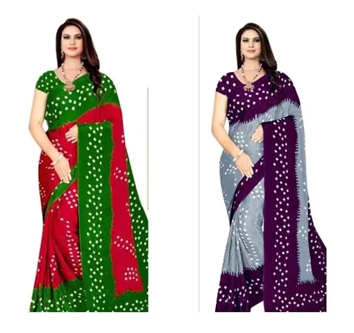 Combo of 2 Georgette Bandhani Sarees with Blouse Piece