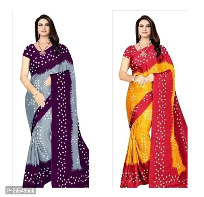 Combo of 2 Georgette Bandhani Printed Sarees with Blouse Piece