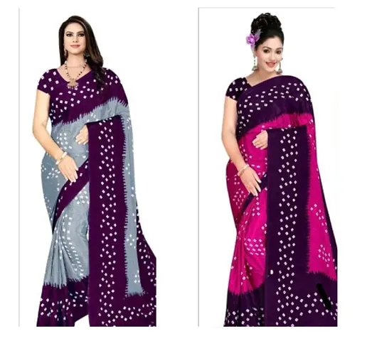 Combo of 2 Georgette Bandhani Printed Sarees with Blouse Piece