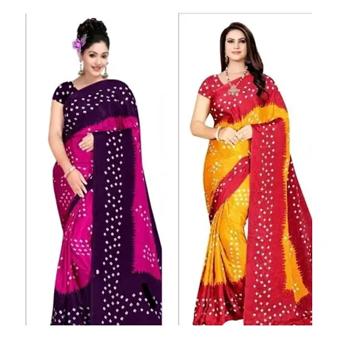 Combo of 2 Georgette Bandhani Printed Sarees with Blouse Piece