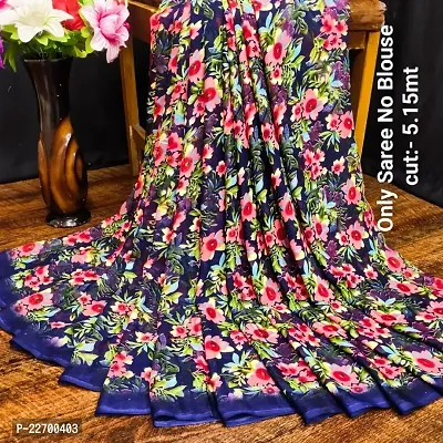 Renial Georgette Floral Printed Saree without Blouse Piece