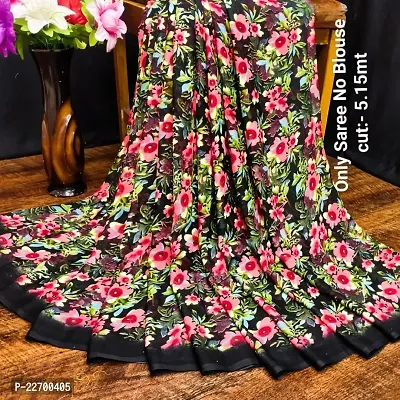 Renial Georgette Floral Printed Saree without Blouse Piece