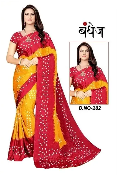 Renial Georgette Bandhej Printed Saree with Blouse Piece