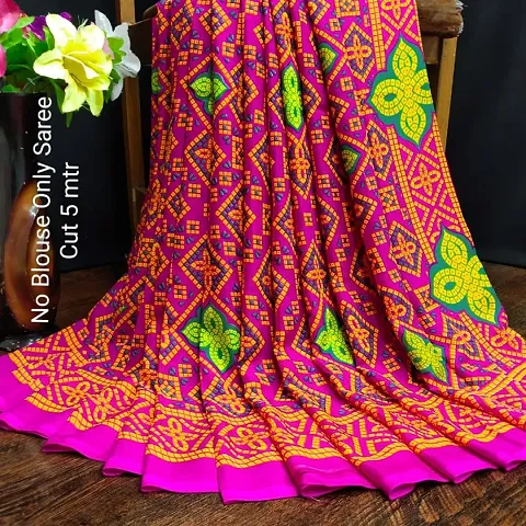 Bandhani Renial Georgette Printed Sarees without Blouse Piece