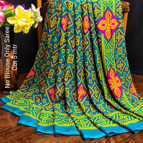 Bandhani Renial Georgette Printed Sarees without Blouse Piece