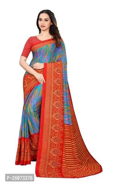 Renial Georgette Abstract Printed Saree with Blouse Piece-thumb0