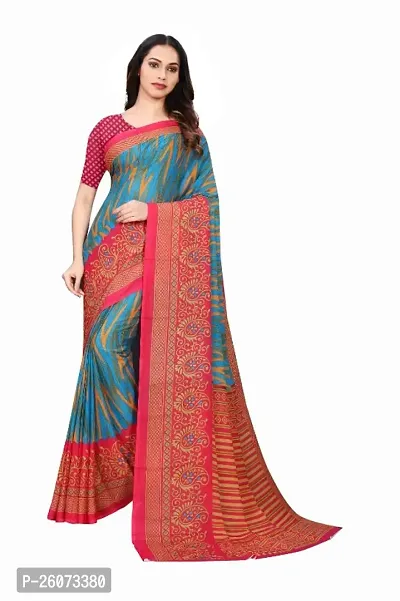 Renial Georgette Abstract Printed Saree with Blouse Piece
