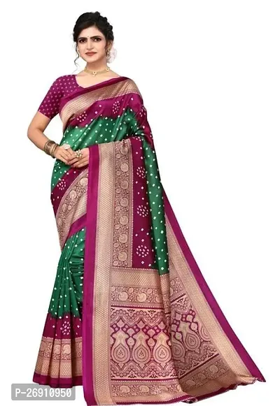 Dailywear Litchi Silk Printed Saree with Blouse Piece-thumb0