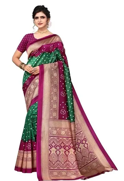 Fancy Silk Blend Saree with Blouse Piece for Women