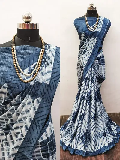 Crepe Silk Shibori Print Sarees with Blouse Piece