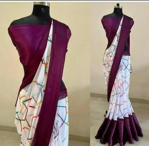 Crepe Silk Abstract Print Sarees with Blouse Piece