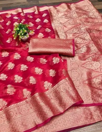 Beautiful Organza Saree With Blouse Piece