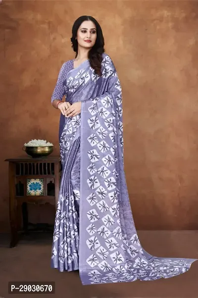 Crepe Silk Printed Saree with Blouse Piece