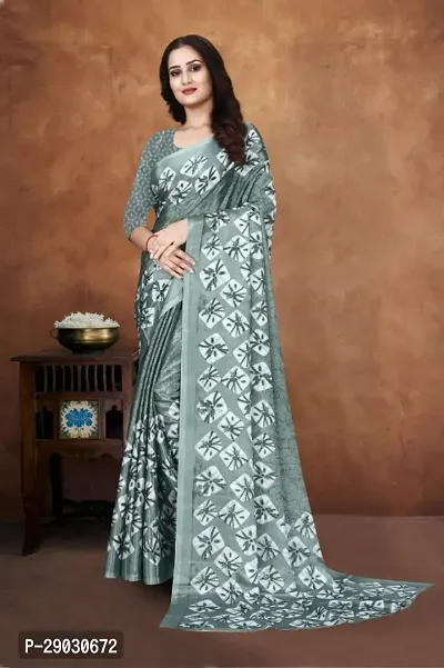 Crepe Silk Printed Saree with Blouse Piece