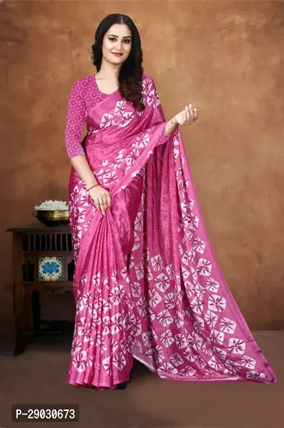 Crepe Silk Printed Saree with Blouse Piece-thumb0