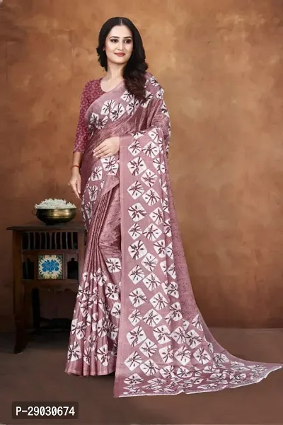 Crepe Silk Printed Saree with Blouse Piece