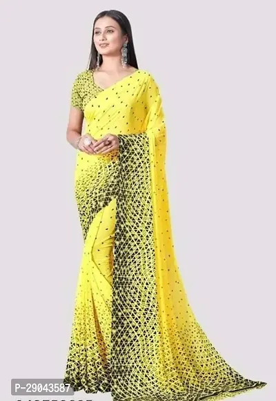 Renial Georgette Abstract Printed Saree with Blouse Piece