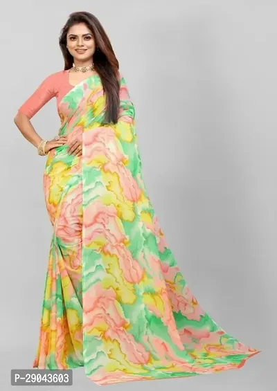 Renial Georgette Abstract Printed Saree with Blouse Piece-thumb0