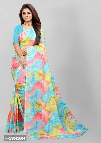 Renial Georgette Abstract Printed Saree with Blouse Piece