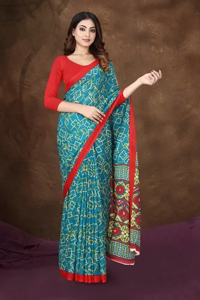 Renial Georgette Abstract Printed Sarees with Blouse Piece