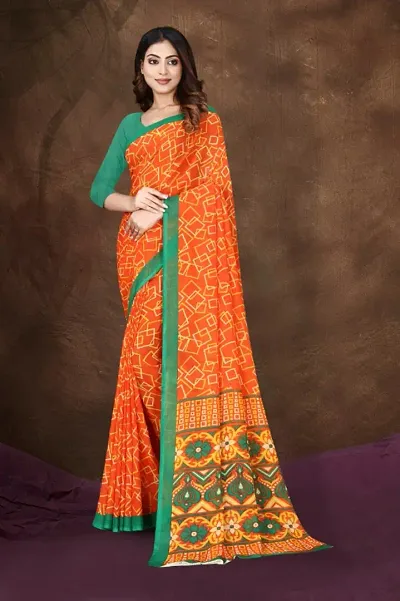 Renial Georgette Abstract Printed Sarees with Blouse Piece