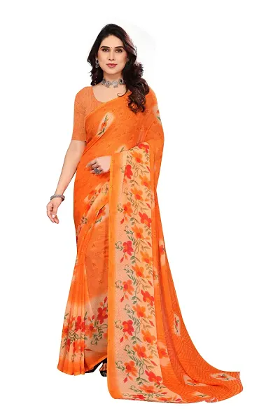 Printed Georgette Renial Saree with Blouse Piece