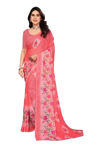 Printed Georgette Renial Saree with Blouse Piece