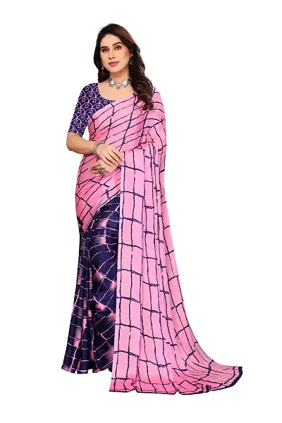 Crepe Silk Printed Saree with Blouse Piece