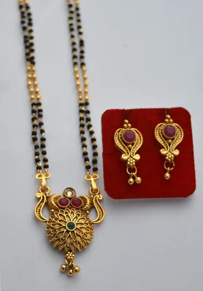 Stylish 24 Inch Beautiful Mangalsutra With Earrings