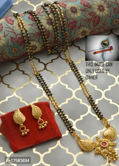 Alluring stylish 24 inch long beautiful mangalsutra with earrings