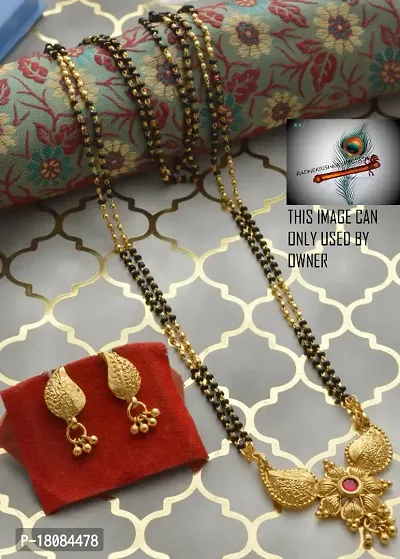 Alluring stylish 24 inch long mangalsutra with beautiful earrings-thumb0