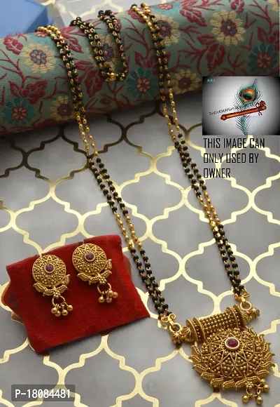 Alluring stylish 24 inch long mangalsutra with beautiful earrings-thumb0