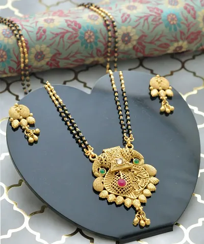 stylish material mangalsutra with earrings