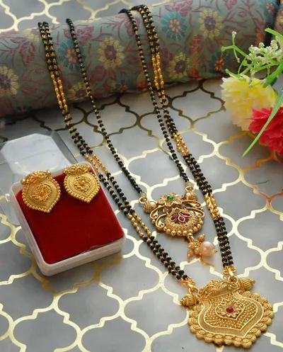 Elegant stylish mangalsutra with tanmnaiya and beautiful earrings