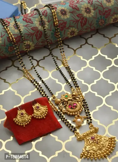 Elegant stylish mangalsutra with tanmnaiya and beautiful earrings-thumb0