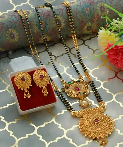 Elegant stylish mangalsutra with tanmnaiya and beautiful earrings