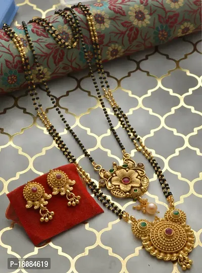 Elegant stylish mangalsutra with tanmnaiya and beautiful earrings