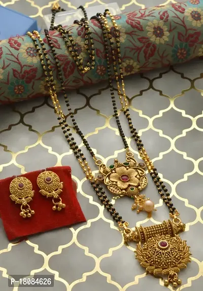 Elegant stylish mangalsutra with tanmnaiya and beautiful earrings