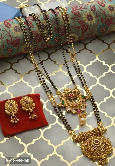 Elegant stylish mangalsutra with tanmnaiya and beautiful earrings