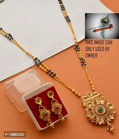 Stylish antique micro gold plated beautiful mangalsutra with earrings-thumb0