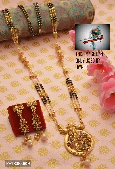 Micro polish copper material stylish mangalsutra with earrings