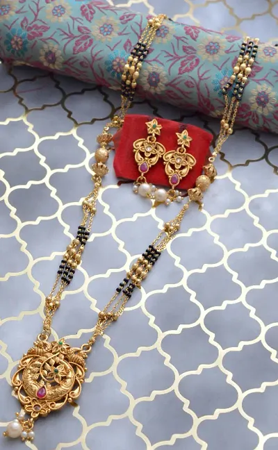 Gold Plated Copper Artificial Stone Mangalsutra Sets