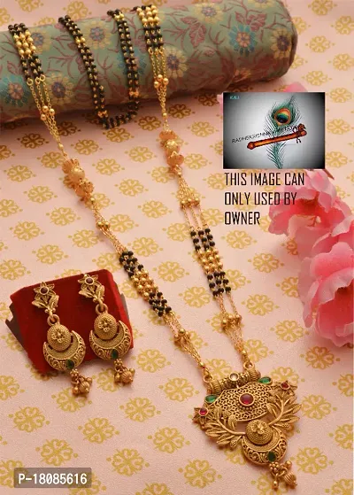 Micro polish copper material stylish mangalsutra with earrings