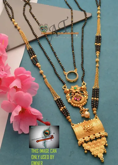 Daily Use Copper Golden American Diamond Mangalsutra Set For Women