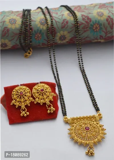 Antique stylish alluring mangalsutra with earrings-thumb0