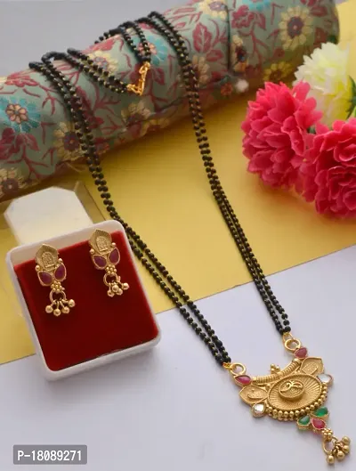 Antique stylish alluring mangalsutra with earrings-thumb0