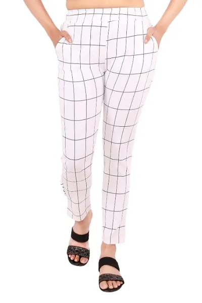 FALTU WEAR Soft and Stretchable Jegging for Women/Girls/Check Pattern Jegging - (White)