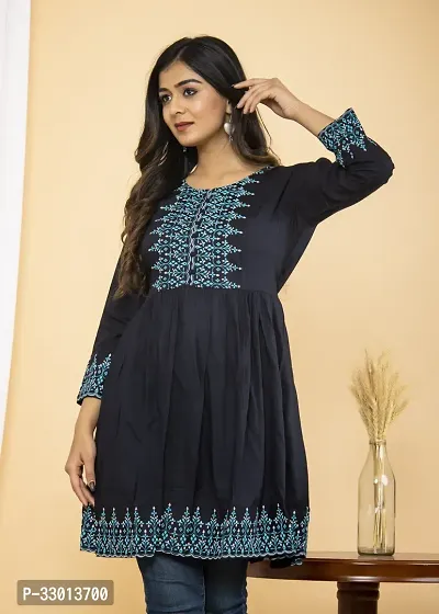 Beautiful Cotton Blend Black Printed Kurta For Women