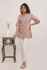 Elegant White Cotton Blend Printed Top For Women-thumb4