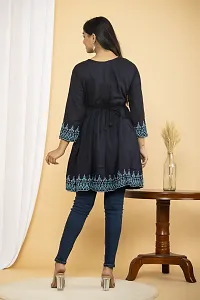 Beautiful Cotton Blend Black Printed Kurta For Women-thumb1